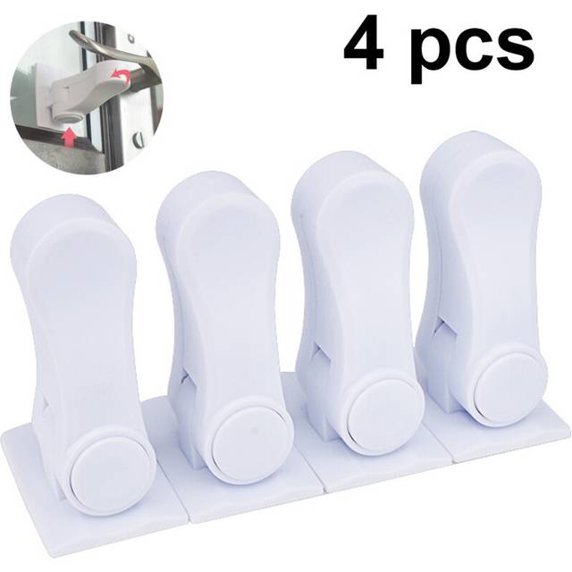 Door Lever Child Safety Lock, Baby Protection Door Lock Deter Children And Pets,white  4PCS
