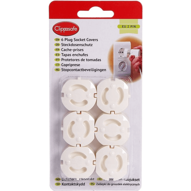 Clippasafe EU Style Plug Socket Inserts - 6 Pack