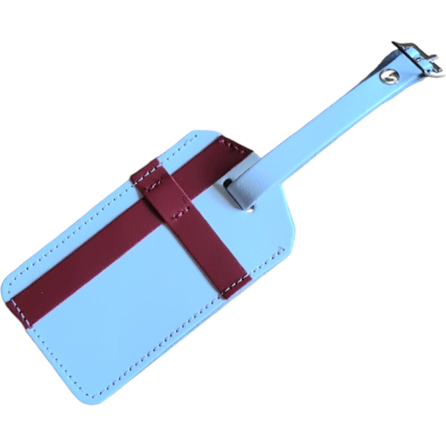 Leather Luggage Tag - White & Red - England - white - one size