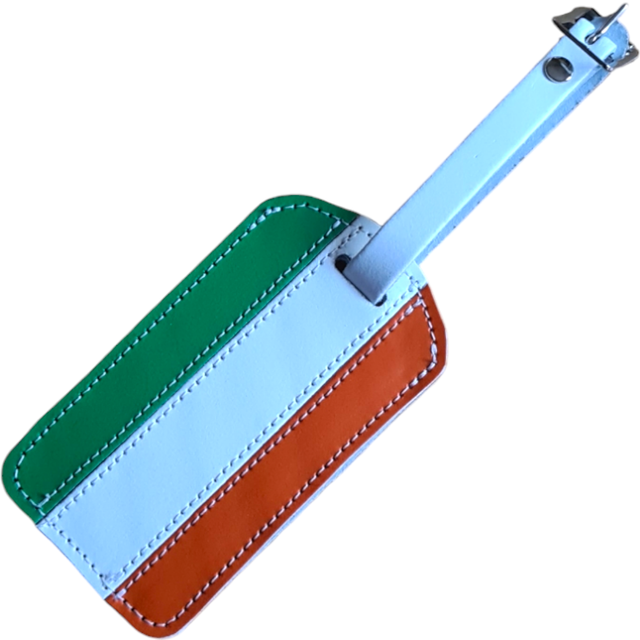 Leather Luggage Tag - Orange White & Green - Ireland - orange - one size