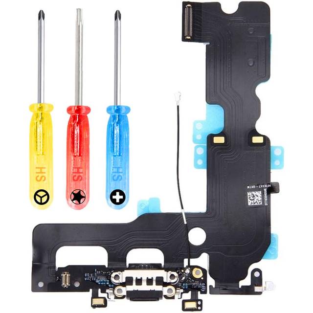 Dock Connector Compatible with iPhone 7 2016 Charging Port Flex Cable Headphone PortMicrophoneAntenna Replacement Incl Screwdrivers Black
