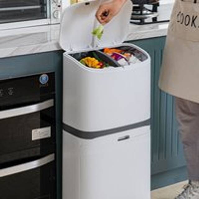 Livingandhome - White 48L Step on Rubbish Bin Double Layer with Inner Buckets