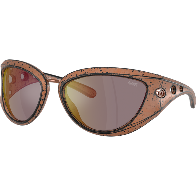 DIESEL Unisex DL3007U  20114Z Sunglasses Injected Bronze Brown Cat Eye Normal Mirror