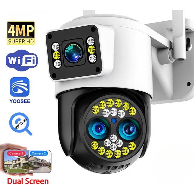 4K 8MP 10X Zoom WiFi Security Camera Outdoor 3 Lens 2 Screens Two-Way Audio Motion Detection Video Surveillance CCTV IP Camera Yoosee 6MP No Zoom