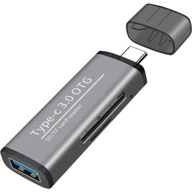 (Grey) Type-C Card Reader TF SD Memory Card Reader High Speed USB3.0 OTG