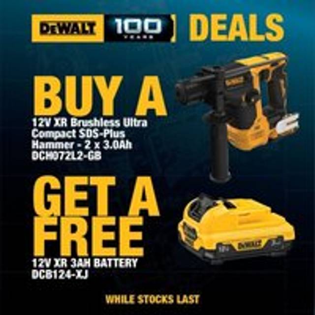 12v xr DCH072L2 Brushless sds Compact Hammer + Charger + 3 x 3Ah Tstak - Dewalt