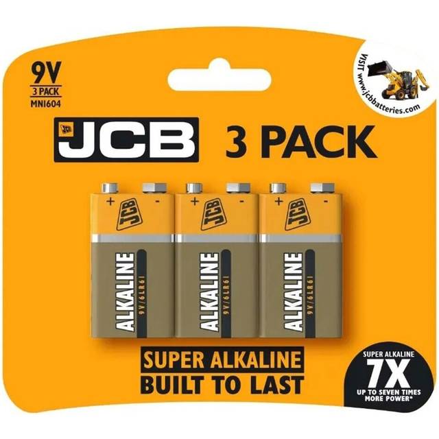 JCB 9V Super Alkaline Batteries - Pack of 3