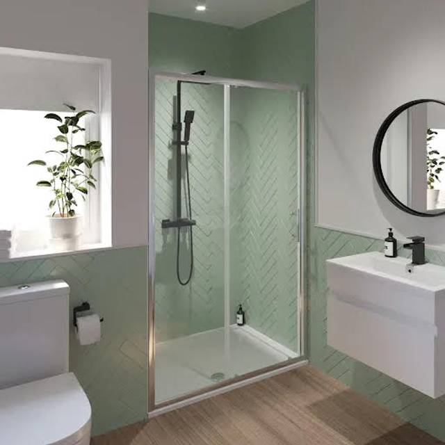 Luxura Sliding Shower Door 1000mm with 1000 x 900mm Tray - 6mm