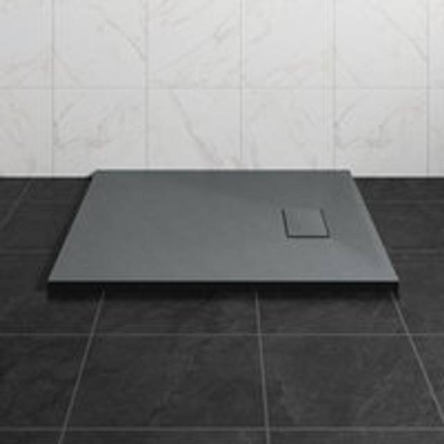 NRG - 900 x 800mm smc Anthracite Rectangle Slate Effect Bathroom Shower Tray