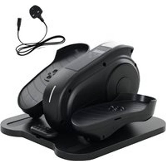 SPORTNOW Under Desk Elliptical Machine, Seated Pedal Exerciser, Mini Elliptical Trainer with LCD Monitor, Remote Control and 10 Adjustable Speed, Quiet & Portable for Seniors, Black