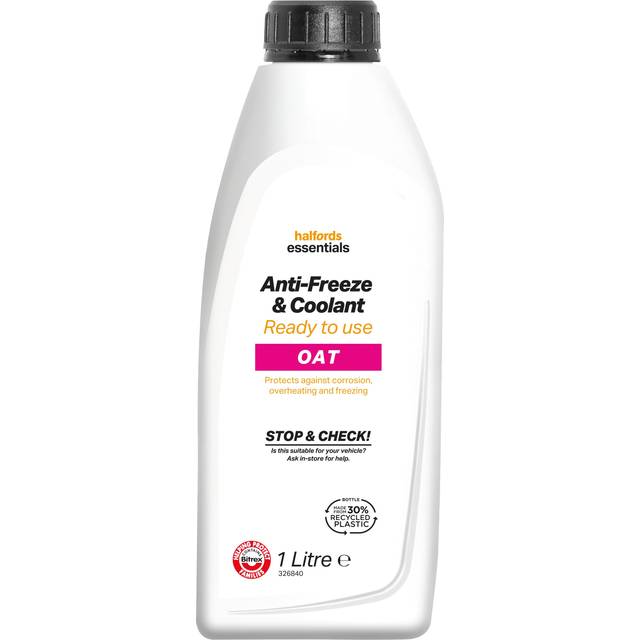 Halfords Essentials OAT Ready Mixed Antifreeze & Coolant 1L