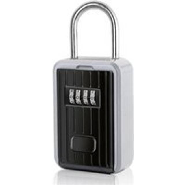 Black) Wall Mounted Secure Key Box with 4 Digit Digital Code, Extra Large Lock Box Outdoor Key Safe with Handle