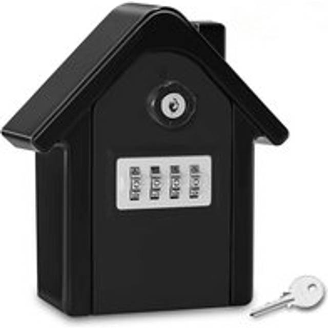 Cyslmuk - Black Key Safe Box Wall Mounted Key Box with Digital Code & Emergency Keys, Large Size Key Safe Box Outdoor Key Box for Home, Office,