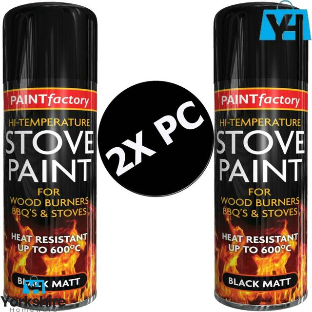 (2 X Pcs) Rapide Black Matt Heat 600*c Stove Paint BBQ Spray