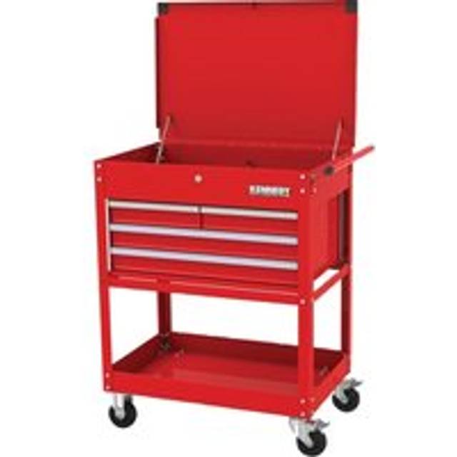 Kennedy 4-Drawer Service Cart with Castors and Side Handle - Red