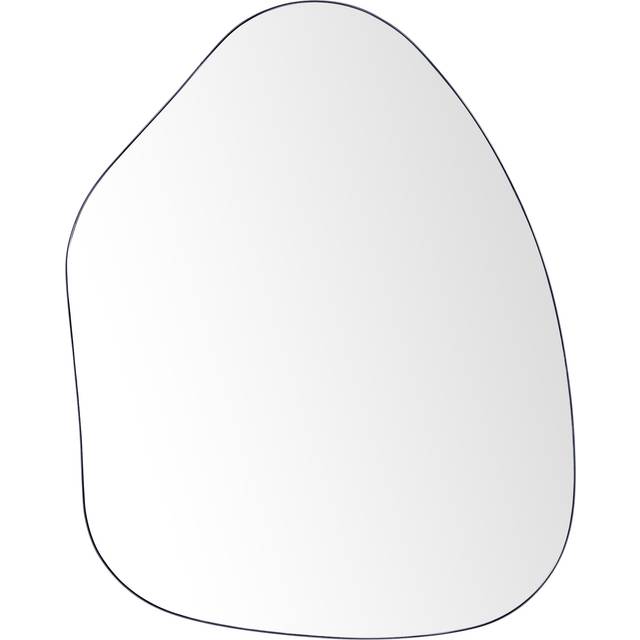 Beliani - Modern Minimalist Oval Decorative Wall Mirror Metal Iron Frame Living Room Decor 70 x 92 cm Black Puteaux