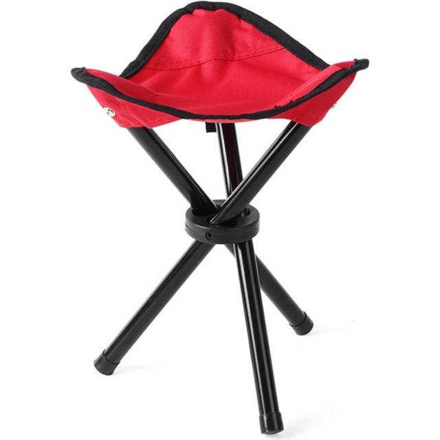 (Red) Folding Fishing Chair Lightweight Foldable Picnic Camping Chair Bench Stool Triangle Fishing Seat Portable Outdoor