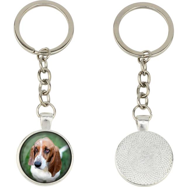Basset Hound - keychain in a box, own photo, keychain pendant from Art-Dog brand silver