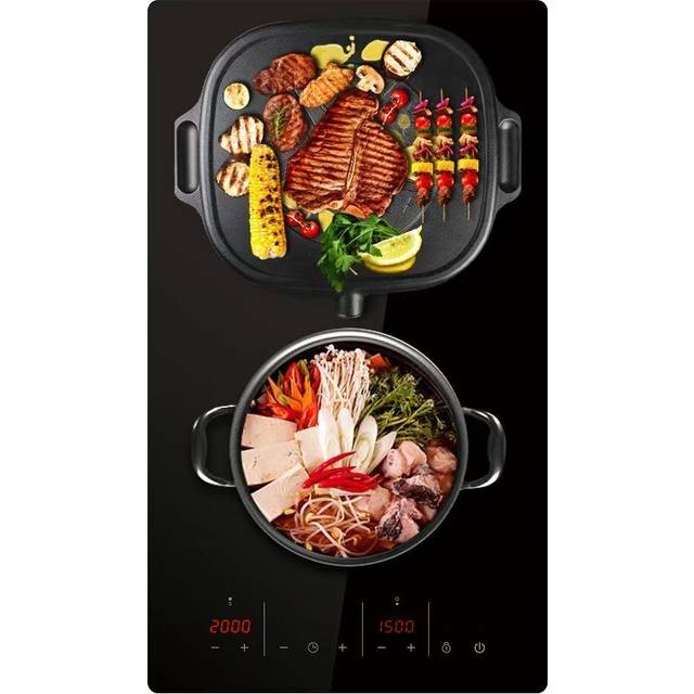 Black 2 burner built-in hob touch control 3000w electric ceramic cooker kitchen