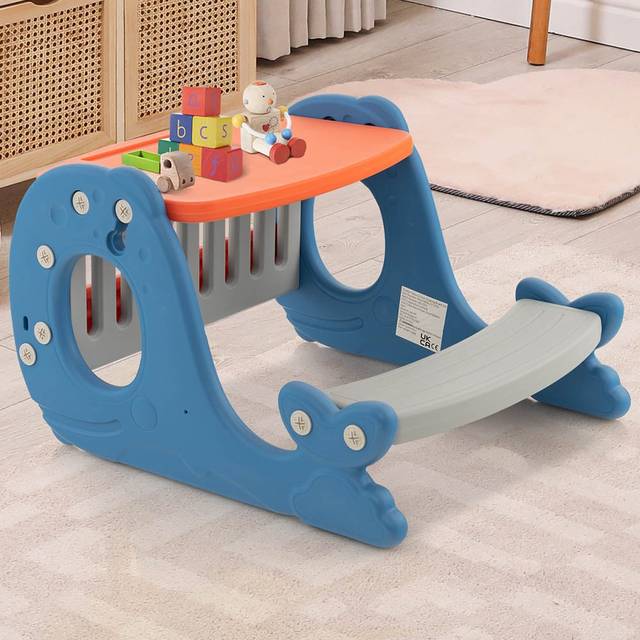Costway Kids Blue Multi Functional Convertible Activity Table Set - 67 x 44 x 16cm