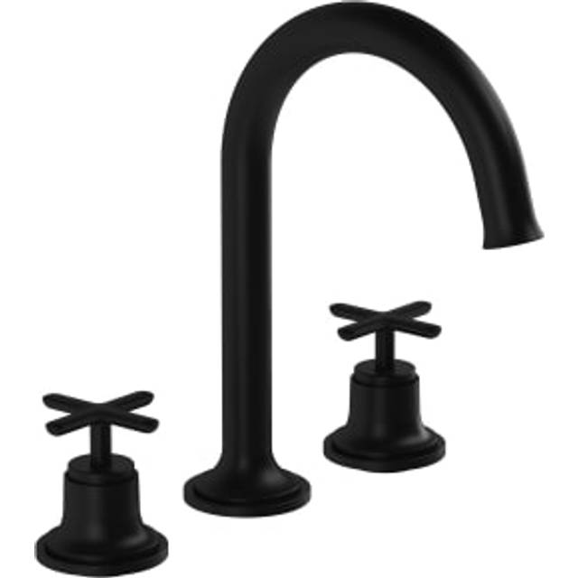 VitrA Origin Deck Mounted Classic 3 Tap Hole Basin Mixer Tap - Matt Black