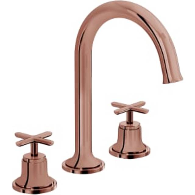 VitrA Origin Deck Mounted Classic 3 Tap Hole Basin Mixer Tap - Soft Copper