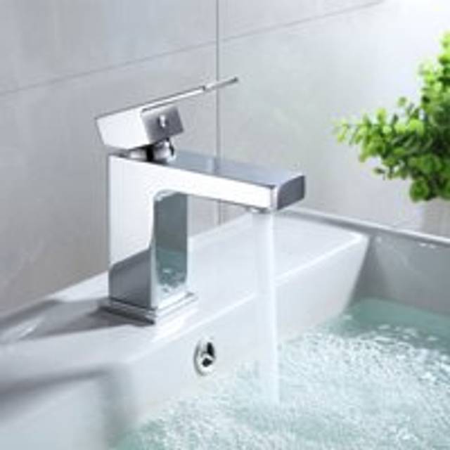 Brayton Contemporary Square Chrome Basin Sink Mono Mixer Tap & Waste