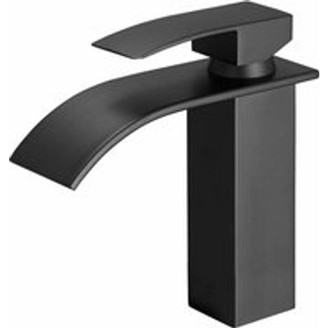 Black Waterfall Bathroom Faucet, Waterfall Sink Mixer Tap, Brass Waterfall Sink Faucet with Cold & Hot Water Available, Modern（3/8"）