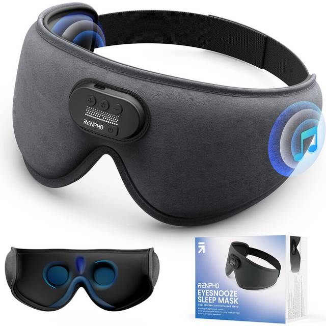 Sleep Headphones Sleep Mask with Bluetooth Headphones, Ultra Soft 3D Blackout Wireless Sleeping Mask for Side Sleepers, Comfort Night Eye Mask, White