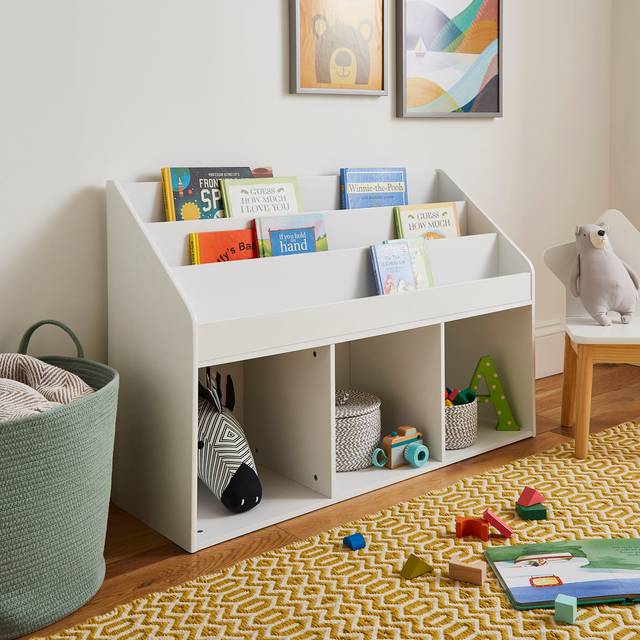 Kid's Casey Wide Storage Bookcase - White