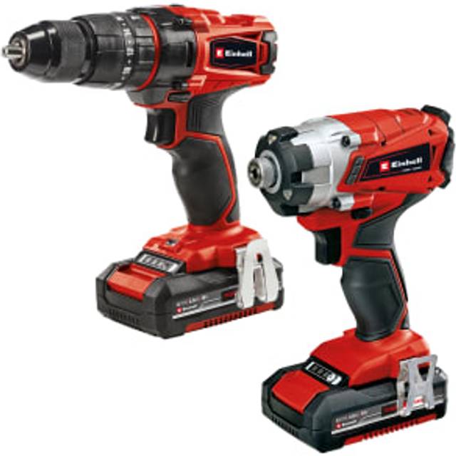 Einhell Power X-Change 18V Cordless Combi Drill & Impact Driver Twin Pack 2 x 2.0Ah - Red