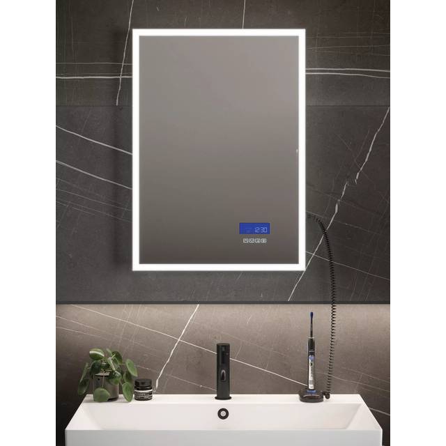 John Lewis Connect Wall Mounted Illuminated Bathroom Mirror, Silver