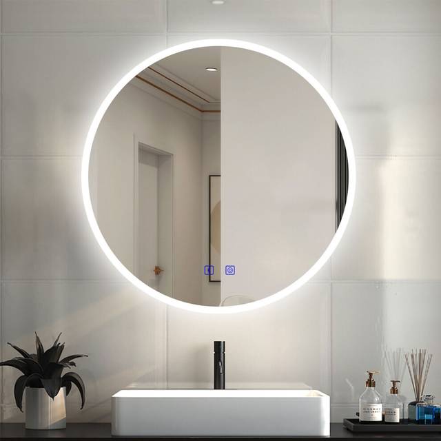 (80cm) Round Mirror with 3 LED light, Bluetooth, Demister