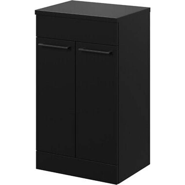 Napoli Floor Standing Vanity Unit for Countertop Basins with 2 Doors and Gunmetal Grey Handles | Matt Black | MDF | 500mm