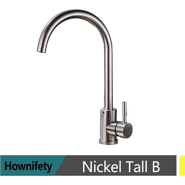 (Nickel Tall B) Black Modern Bathroom Basin Faucet Stainless Steel Hot Cold  Wash Mixer