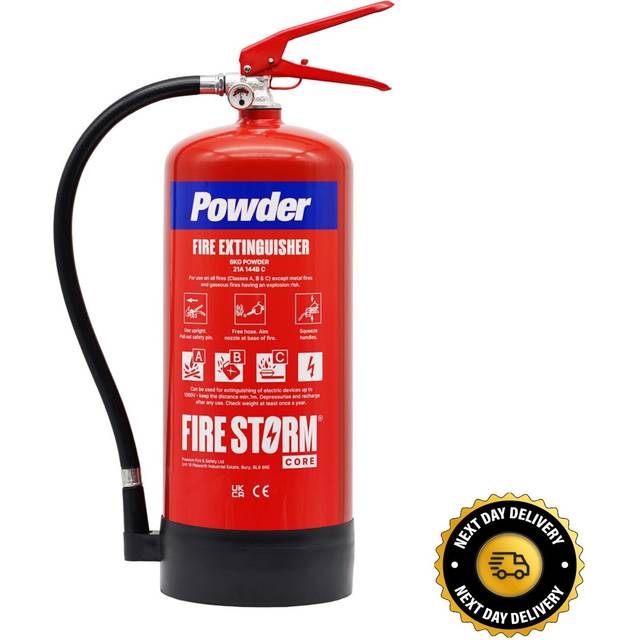 Firestorm 6kg abc dry powder fire extinguisher, wall bracket, 5 year warranty