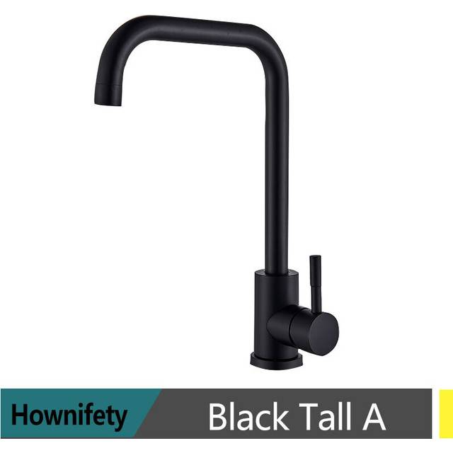 (Black Tall A) Black Modern Bathroom Basin Faucet Stainless Steel Hot Cold  Wash Mixer