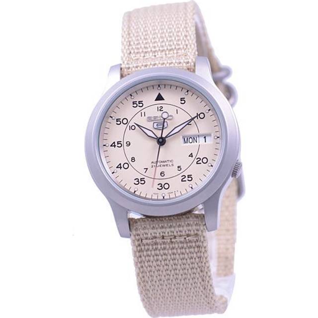 Seiko Men's SNK803K2 (Seiko5 Millitary Beige Dial Beige Belt) Round Watch Beige Stainless Analog