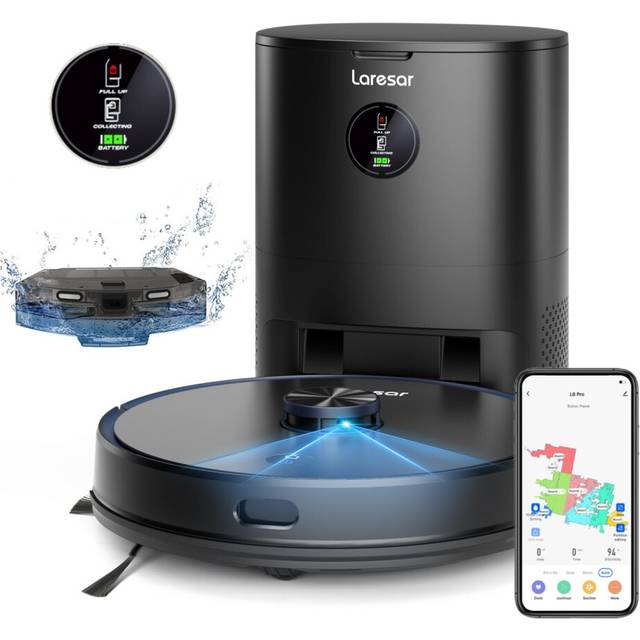 Laresar Robot Vacuum Cleaner with Mop,3500Pa Robotic Vacuum with 3.5L Self Emptying Station,Works