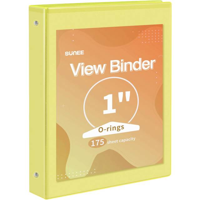 SUNEE 3 Ring Binder 1 Inch 1 Pack  Clear View Binder Three Ring PVC-Free Fit 8.5x11 Inches for School Binder or Office Binder Supplies  Yellow Binder