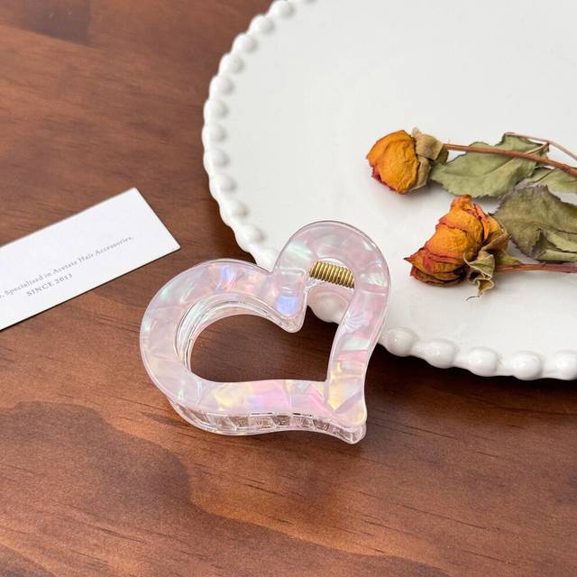 (Heart Pink Purple 6cm) Versatile Mermaid Hair Claw Clip For Effortless Updos In Bright And Playful Colors