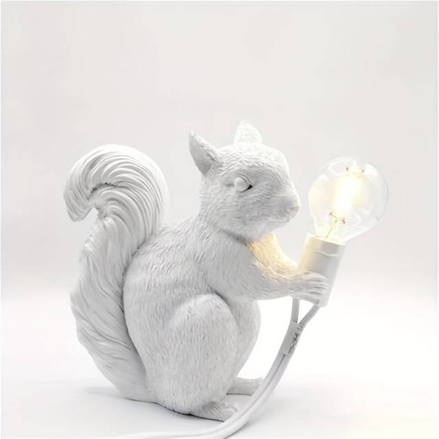 (White) 1pc Modern Designer Led Table Lamp, Mini Cute Squirrel Night Lamp