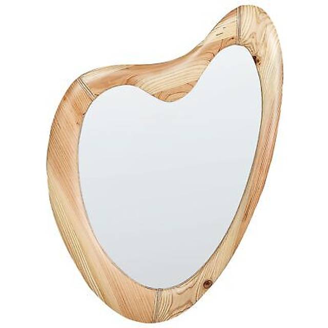Beliani - Wood Frame Wall Mirror Decorative Wall Accent Piece 77 x 90 cm Light Wood Neure