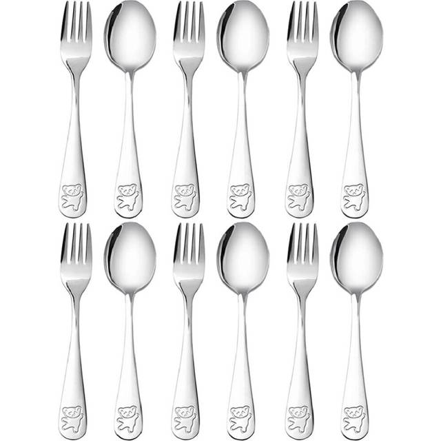 12 Pieces Kids Silverware Stainless Steel Children's Safe Flatware Child Spoon and Fork Set Toddler Utensils