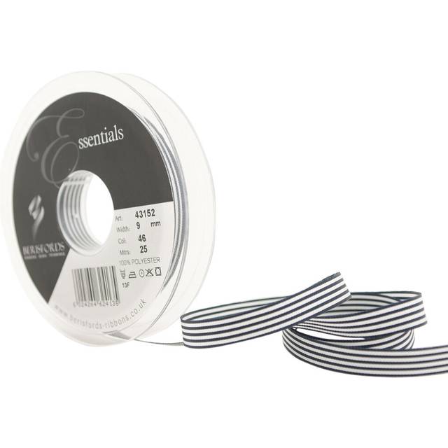 43152 25 m x 9 mm Crisp Stripes Ribbon, Navy