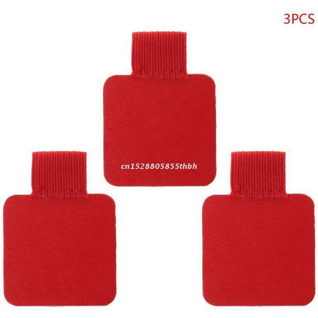 (Red) 3pcs Square Self-adhesive Leather Pen Clip Pencil Elastic Loop For Notebooks