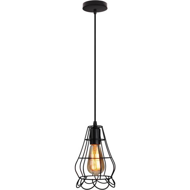 Vintage Vase Shape Chandelier Black Metal Wrought Iron Pendant Light Industrial Cage Ceiling Light for Cafe Bedroom