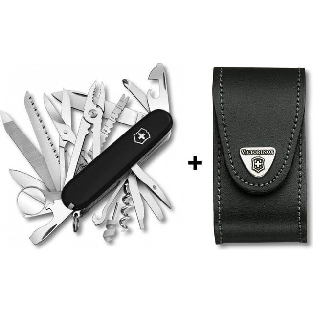(black/black) Victorinox SWISS CHAMP Swiss army knife bundle pack - with free Victorinox pouch