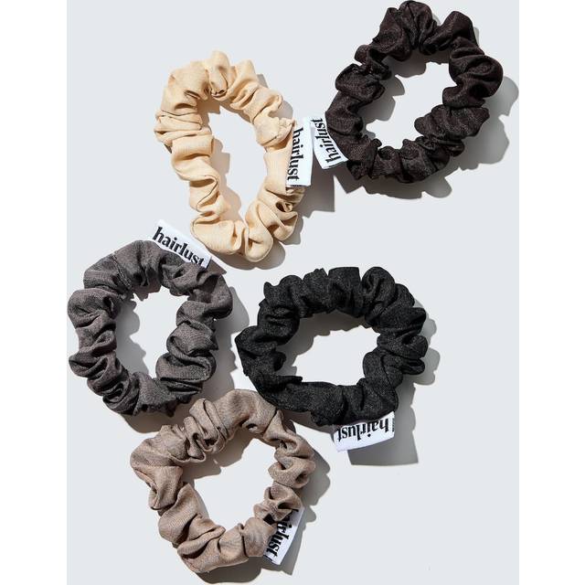 Satin Silk Scrunchies, Small, 5-Pack, Coffee