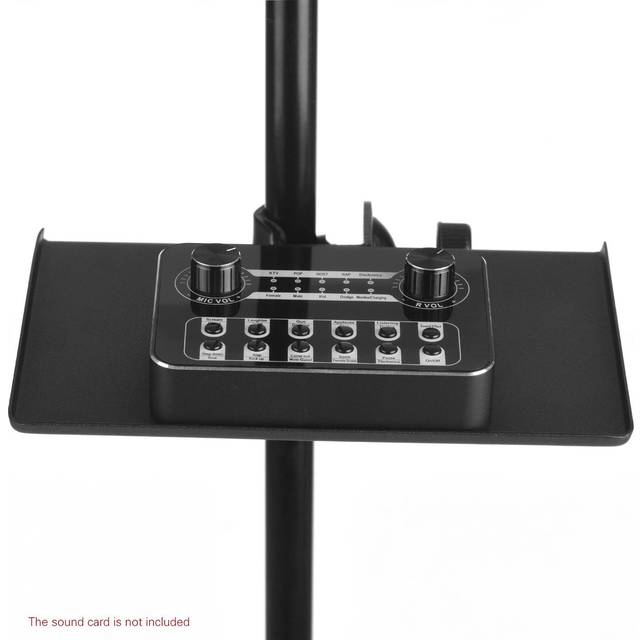 Universal Microphone Stand Clamp-on Tray Metal Material with Mounting Clamp black
